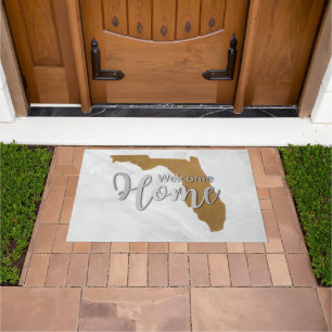 Elegant Gold Florida State Map Welcome Home Doormat