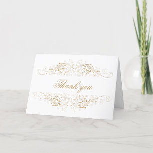 Elegant Gold Flourish and Damask Thank You Card