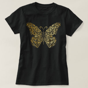Elegant Gold Flourish Butterfly T-Shirt