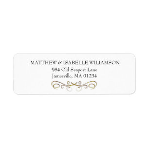 Elegant Gold Flourish Return Address Label