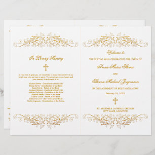 Elegant Gold Flourish Wedding Program