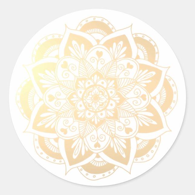 Elegant Gold Flower Mandala Sticker (Front)
