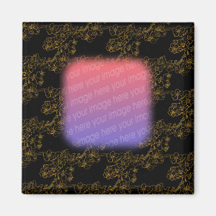 Elegant Gold Flowers Design Photo Magnet