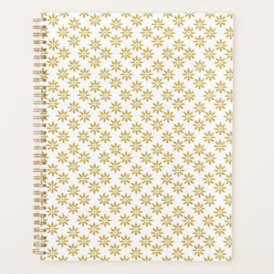Elegant gold flowers pattern white planner
