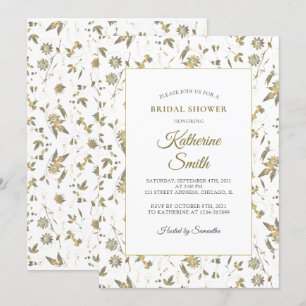 Elegant Gold Flowers Vine Bridal Shower Invitation