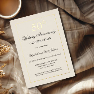 Elegant Gold Foil 50th Wedding Anniversary  Holiday Card
