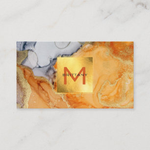 Elegant Gold Foil Amber Grey Custom DIY Business Card