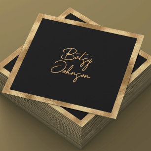 Elegant Gold Foil and Black Business Card