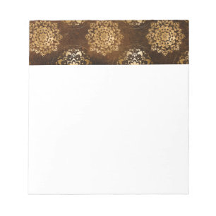 Elegant Gold Foil and Black Indian Mandala Notepad