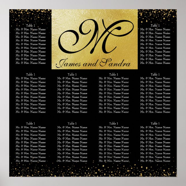 Elegant Gold Foil and Black Poster (Front)