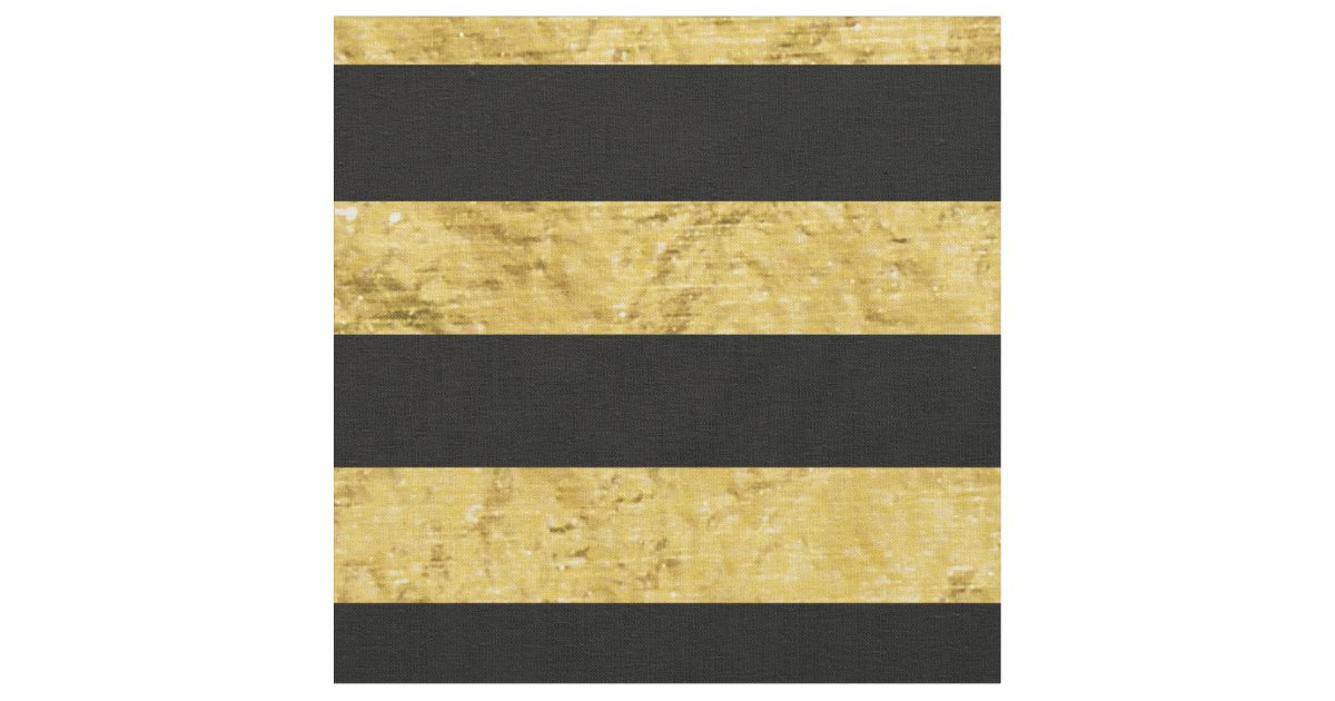 Elegant Gold Foil and Black Stripe Pattern Fabric Zazzle