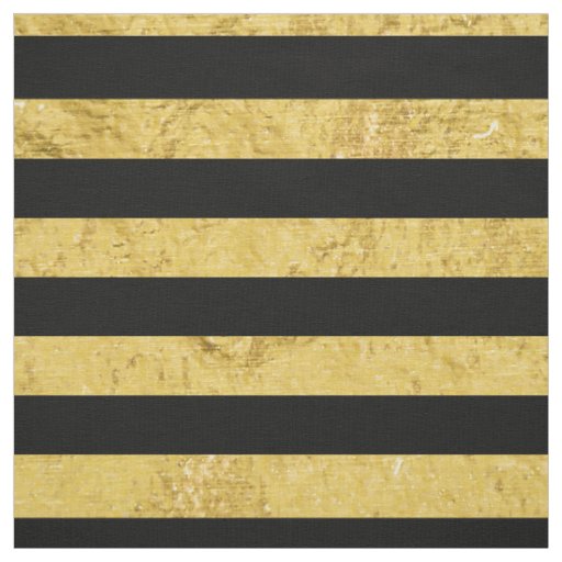 Elegant Gold Foil and Black Stripe Pattern Fabric Zazzle