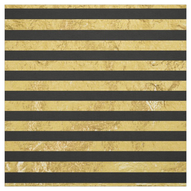 Elegant Gold Foil and Black Stripe Pattern Fabric (Swatch)
