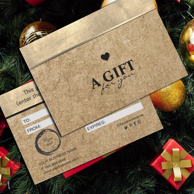 Elegant Gold Foil and Craft Paper  (#craftpaper #kraft #zazzlemade #cheistmas #giftcertificate #giftcard #goldfoil #goldenandcraft #add)