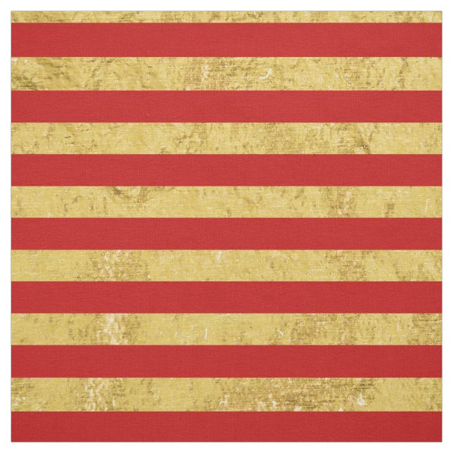 Elegant Gold Foil and Red Stripe Pattern Fabric (Swatch)