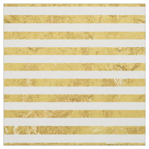 Elegant Gold Foil and White Stripe Pattern Fabric
