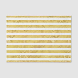 Elegant Gold Foil and White Stripe Pattern Tissue Paper