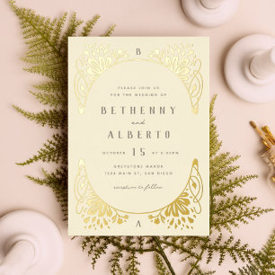 Elegant Gold Foil Art Nouveau Foil Invitation