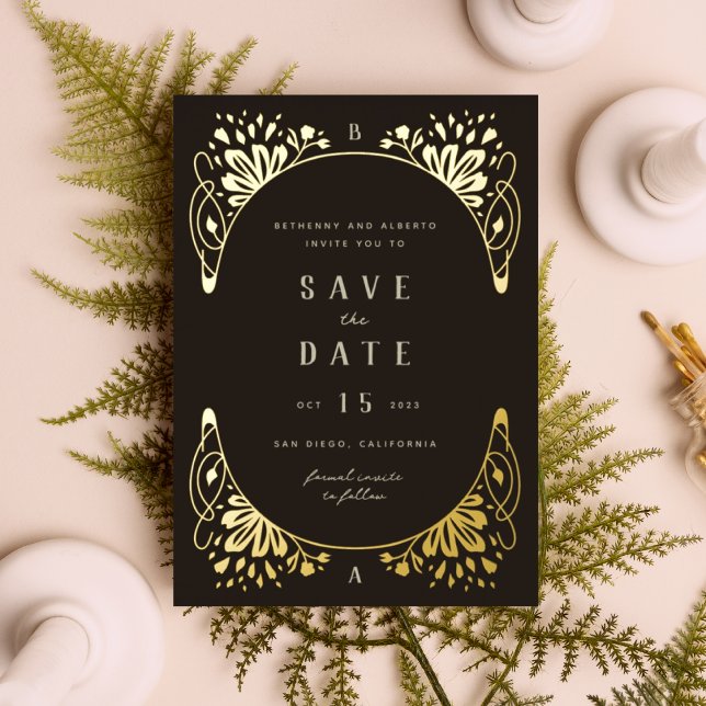 Elegant Gold Foil Art Nouveau Foil Save the Date (Creator Uploaded)