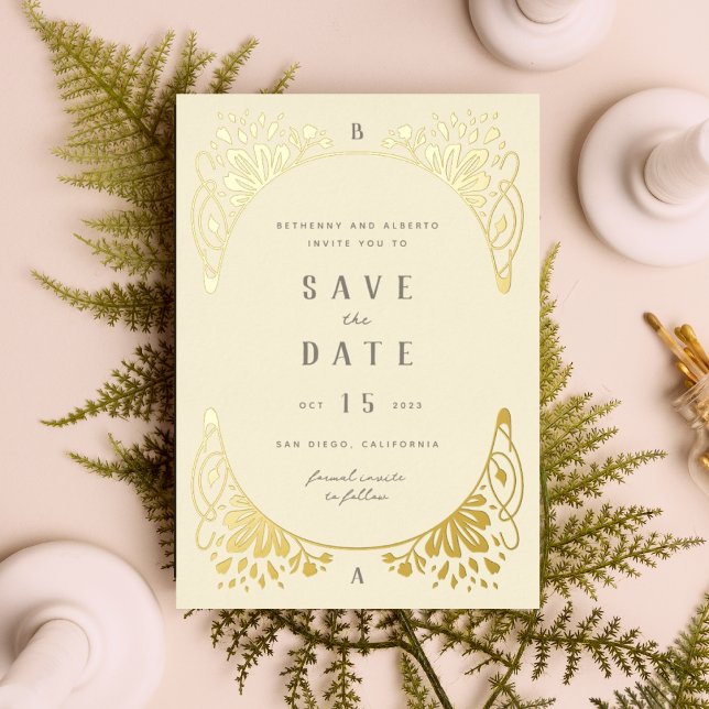 Elegant Gold Foil Art Nouveau Foil Save the Date F (Creator Uploaded)