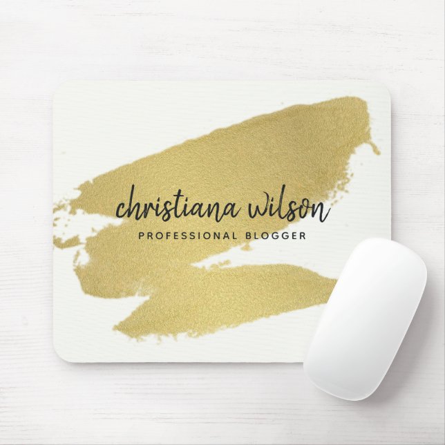 ELEGANT GOLD FOIL BLACK BRUSH STROKE CALLIGRAPHY MOUSE MAT (With Mouse)