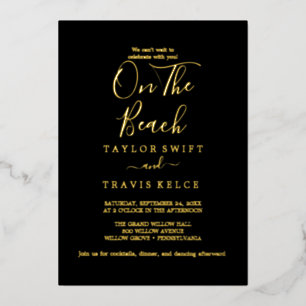 Elegant Gold Foil Black On The Beach Wedding