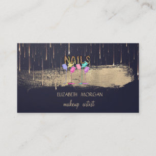 Elegant Gold Foil Brush Stroke Drips Nail Polish Business Card