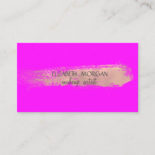Elegant  Gold Foil Brush Stroke,Pink Fluorescent Business Card
