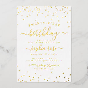 Elegant Gold Foil Calligraphy 21st Birthday