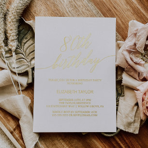 Elegant Gold Foil Calligraphy 80th Birthday Party