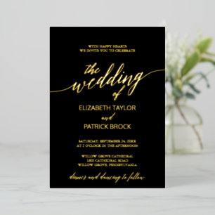 Elegant Gold Foil Calligraphy   Black Wedding