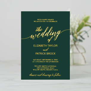 Elegant Gold Foil Calligraphy   Emerald Wedding