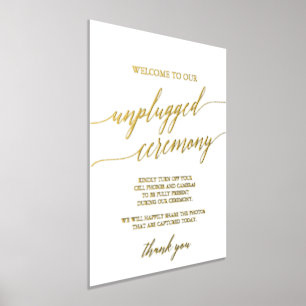 Elegant Gold Foil Calligraphy Unplugged Ceremony Foil Prints