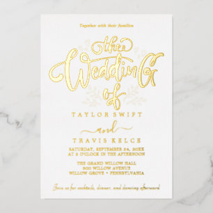 Elegant Gold Foil Calligraphy Wedding 