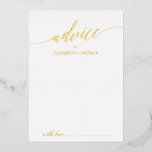 Elegant Gold Foil Calligraphy Wedding Advice<br><div class="desc">This elegant gold foil calligraphy wedding advice card is perfect for a simple wedding and can be used for any event. The neutral design features a minimalist card decorated with romantic and luxurious real pressed gold foil typography. These advice cards can be used as a guestbook alternative for a wedding...</div>