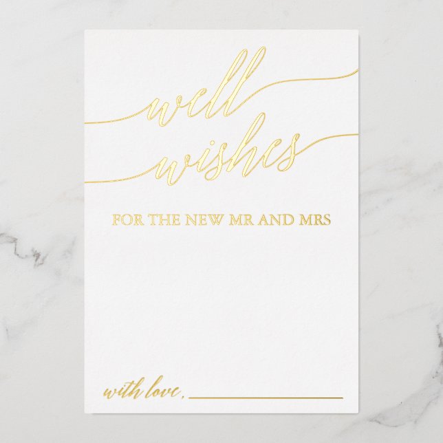 Elegant Gold Foil Calligraphy Well Wishes Cards (Front)