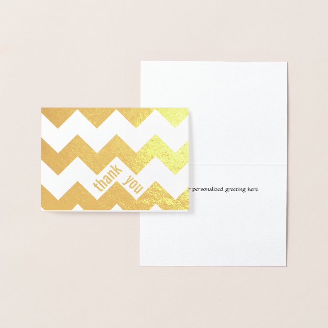 Elegant Gold Foil Chevron Thank You Note Card (Display)