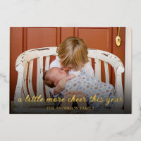 Elegant Gold Foil Christmas New Baby Announcement