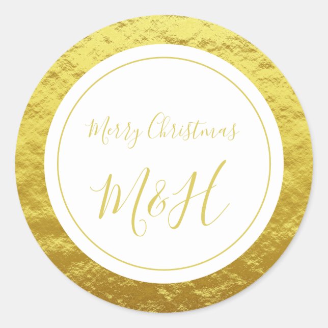 Elegant Gold Foil Circle Print Classic Round Sticker (Front)