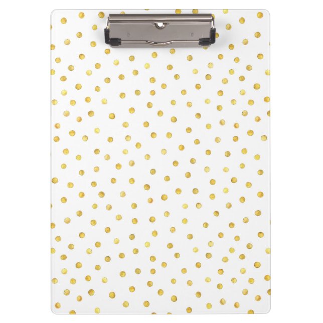 Elegant Gold Foil Confetti Dots Clipboard (Front)