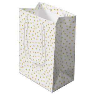 Elegant Gold Foil Confetti Dots Medium Gift Bag