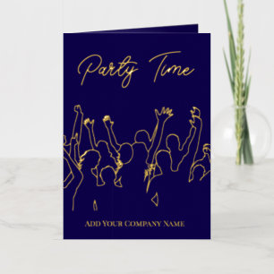 Elegant Gold Foil Corporate Party Navy Blue  Holiday Card