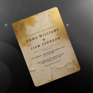 Elegant Gold Foil Cracked Texture Wedding invites