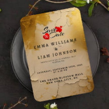 Elegant Gold Foil Cracked Texture Wedding 