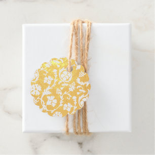 Elegant Gold Foil Damask Minimalist Foil Favor Tag