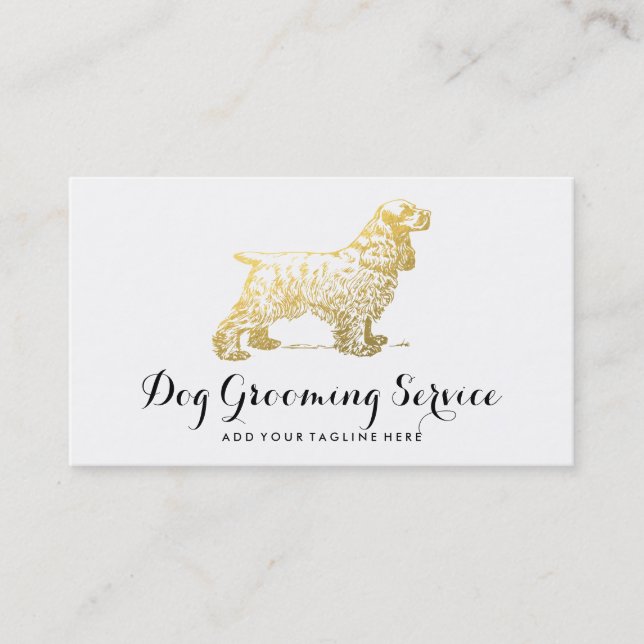 Elegant Gold Foil Dog Business Card (Front)