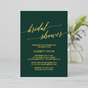 Elegant Gold Foil Emerald Green Bridal Shower