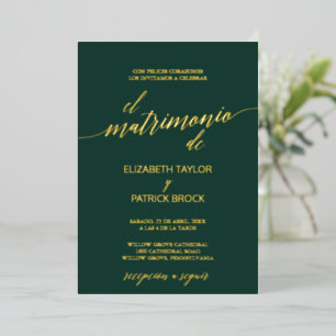 Elegant Gold Foil   Emerald Green Spanish Wedding