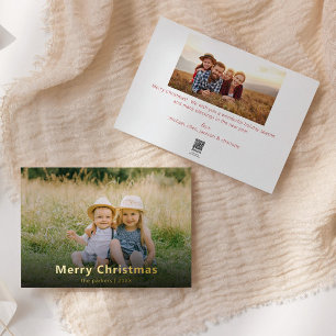 Elegant Gold Foil Family Photo   Christmas Holiday Card