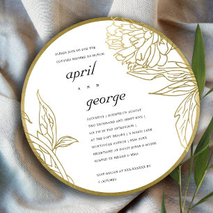 ELEGANT GOLD FOIL FLORAL COUPLES SHOWER INVITE